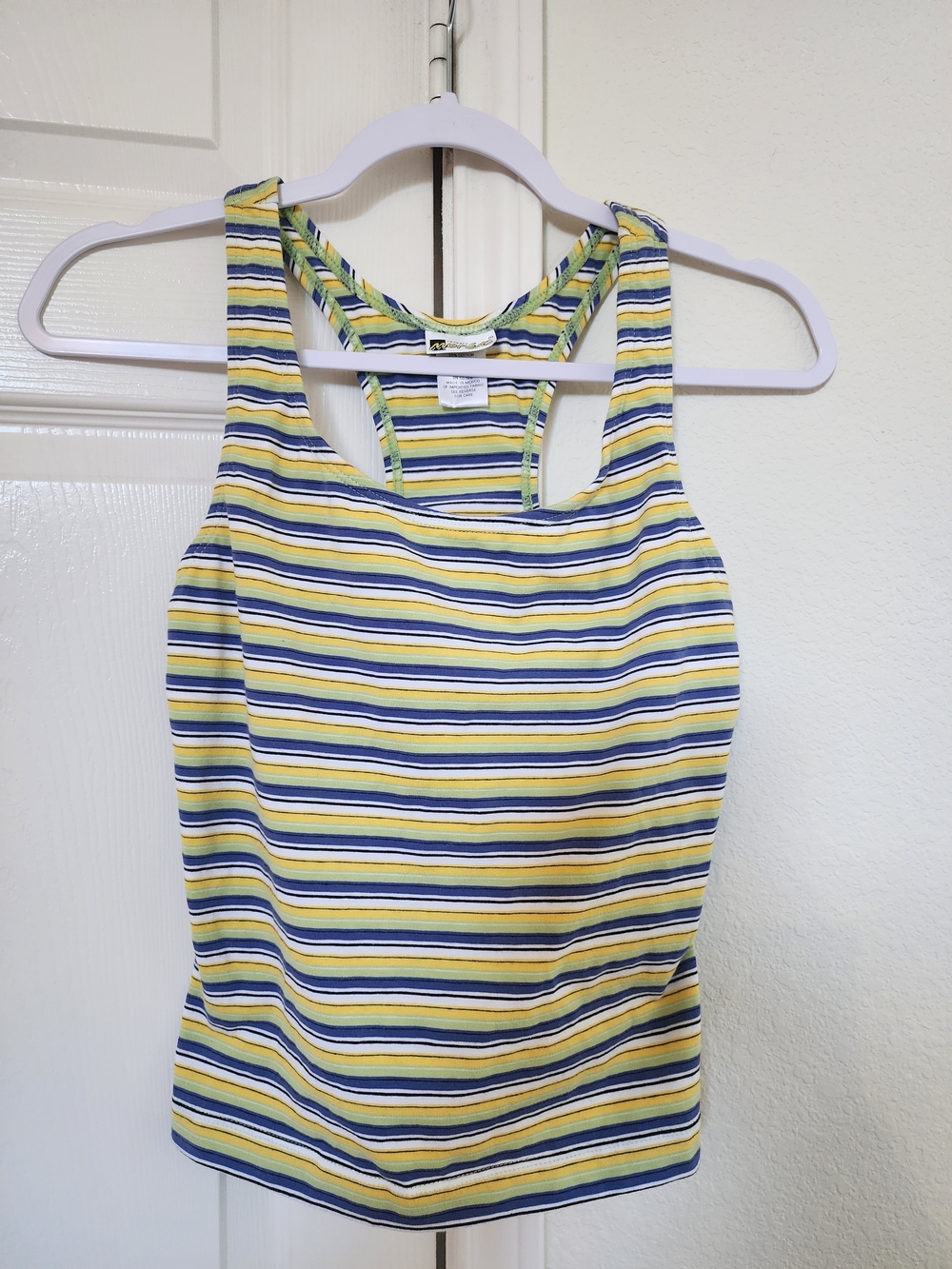 Jacques Moret Navy, Yellow & White Striped Racerback Tank